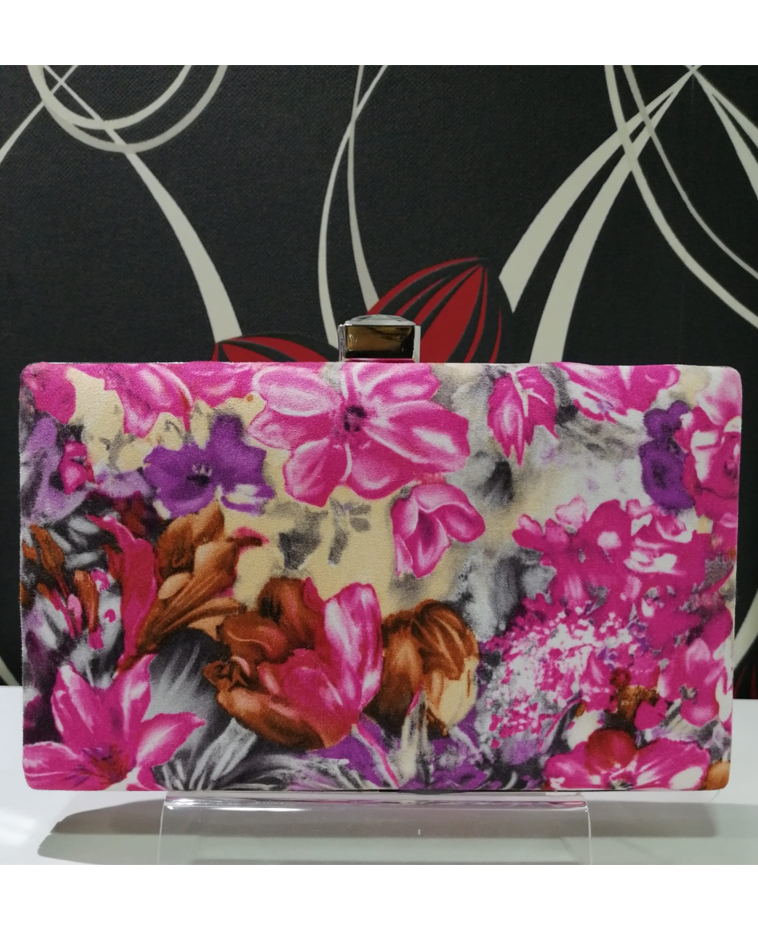 Cartera de mano Clunch "Sía" estampado floral colorido.
