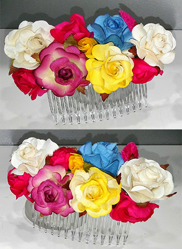 Peinetas realizas con flores en papel | Karlex Moda y Belleza